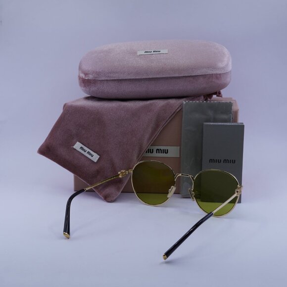 Miu Miu MU55ZS 5AK07O Round Sunglasses – Gold - Picture 9 of 9